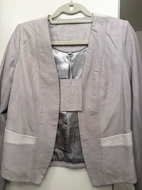 NWT My Tribe 100% genuine leather Grey Jacket/Blazer